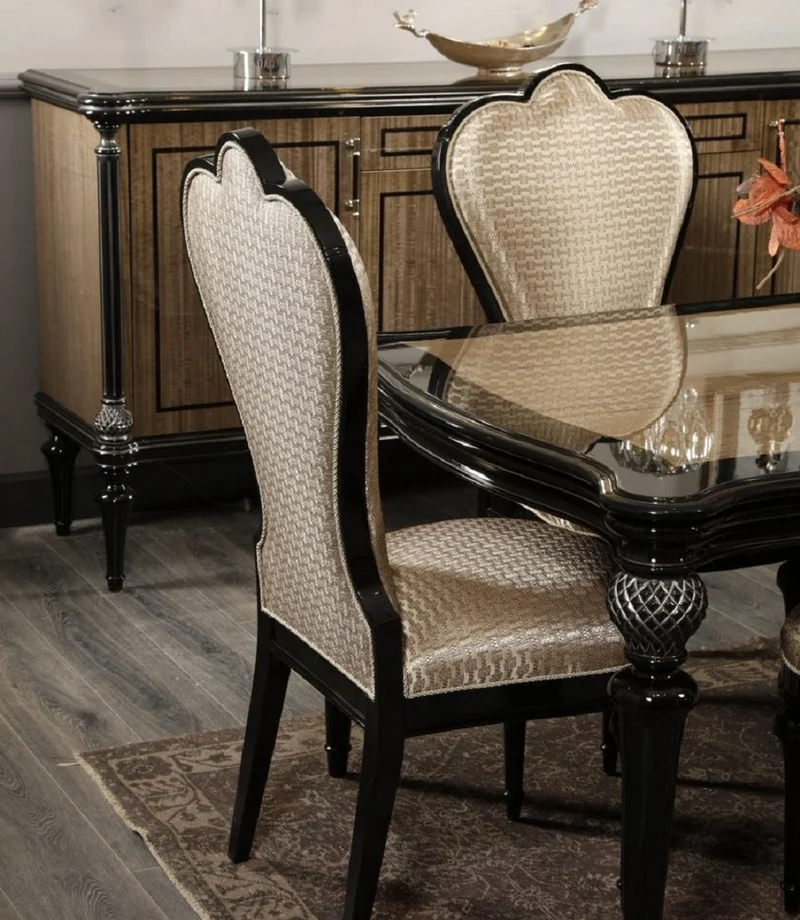 Casa Padrino Luxus Barock Esszimmer Stuhl Gold / Schwarz H. 120 cm - Barock Esszimmer Möbel