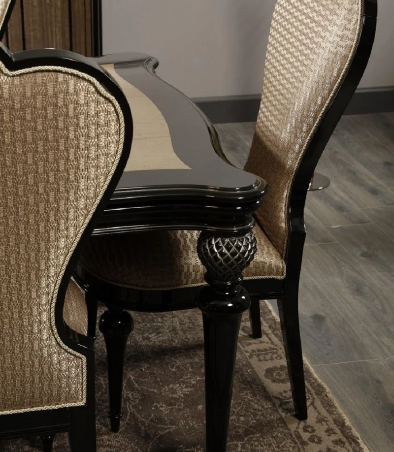 Casa Padrino Luxus Barock Esszimmer Stuhl Gold / Schwarz H. 120 cm - Barock Esszimmer Möbel