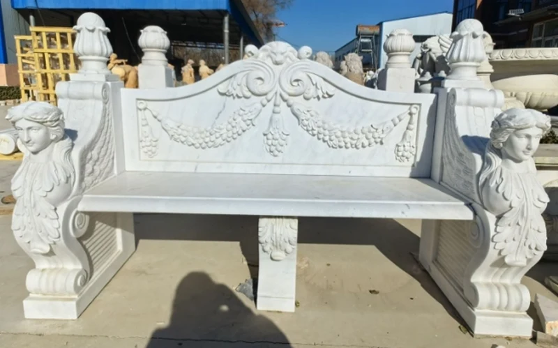 Casa Padrino Luxus Barock Marmor Gartenbank Grau 183 cm - Barock Garten Möbel