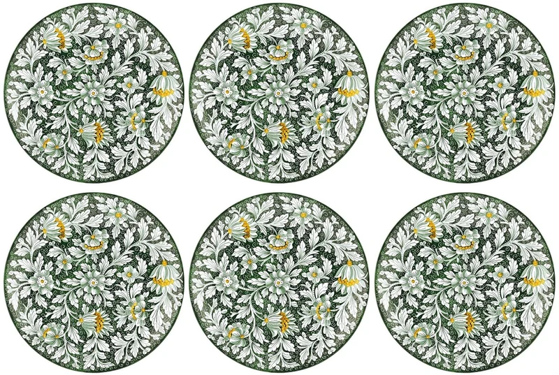 Casa Padrino Luxus Keramik Teller 6er Set Grün / Mehrfarbig Ø 40 cm - Handgefertigte & handbemalte Essteller mit Blumendesign - Hotel & Restaurant Accessoires - Luxus Qualität - Made in Italy
