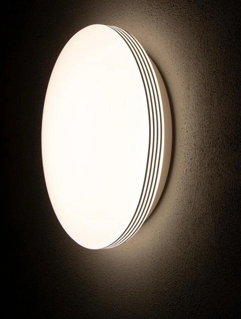 LED Deckenleuchte rund 35 cm mit Ringen - Universell - Spritzwassergeschützt - Warmweißes Licht