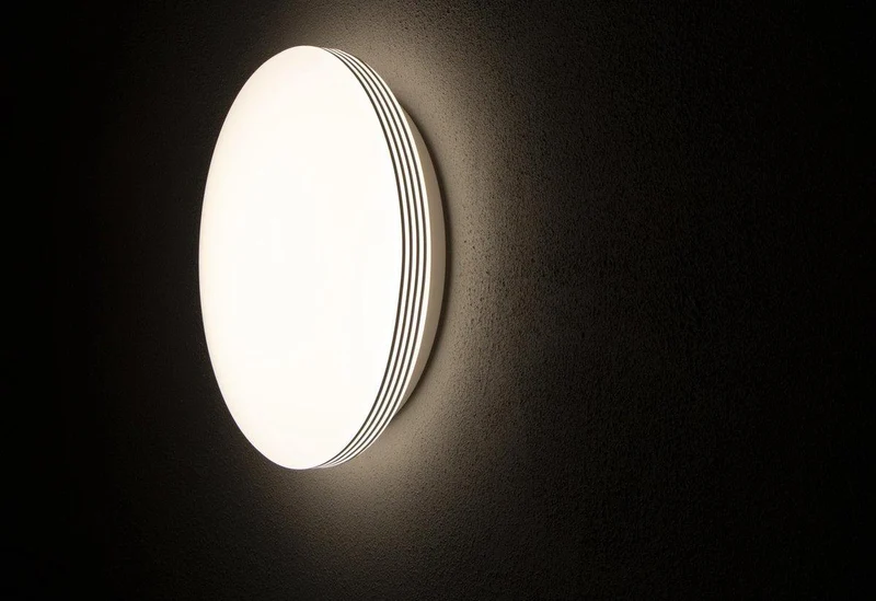 LED Deckenleuchte rund 35 cm mit Ringen - Universell - Spritzwassergeschützt - Warmweißes Licht