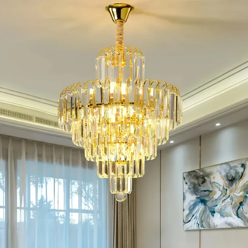 Luxuriöser LED Kristallkronleuchter in Gold, Ø40 cm für Schlafzimmer