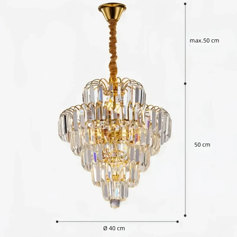 Luxuriöser LED Kristallkronleuchter in Gold, Ø40 cm für Schlafzimmer