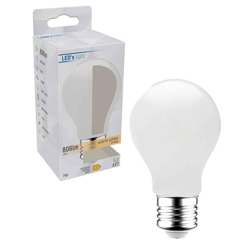 LED Glühbirne E27 7W warmweiß Opal A60 - LED's Light