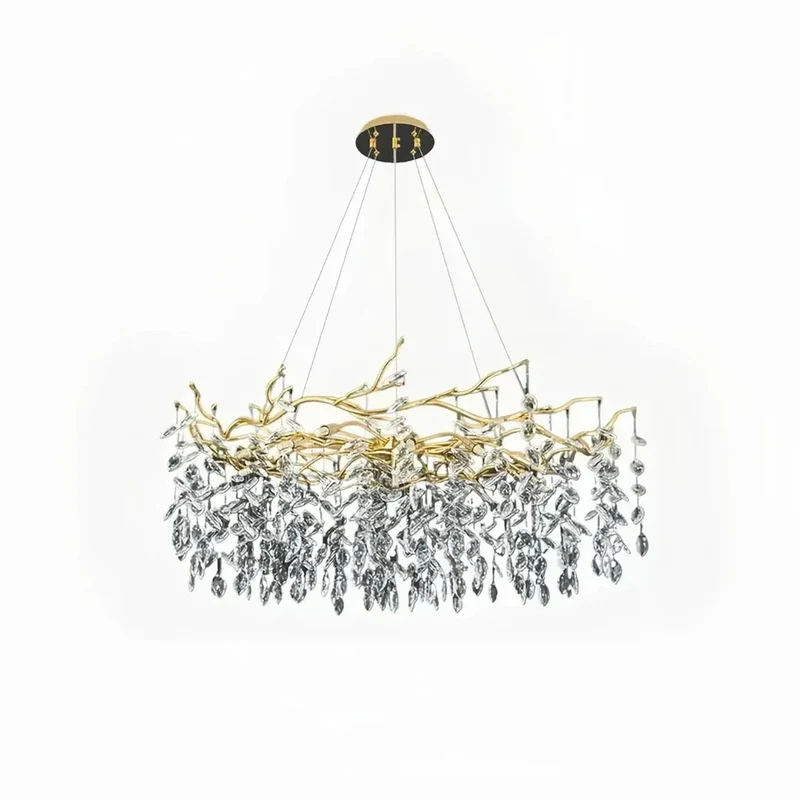 Designer-Kronleuchter aus Kristall in Gold, dimmbar, für das Wohnzimmer
