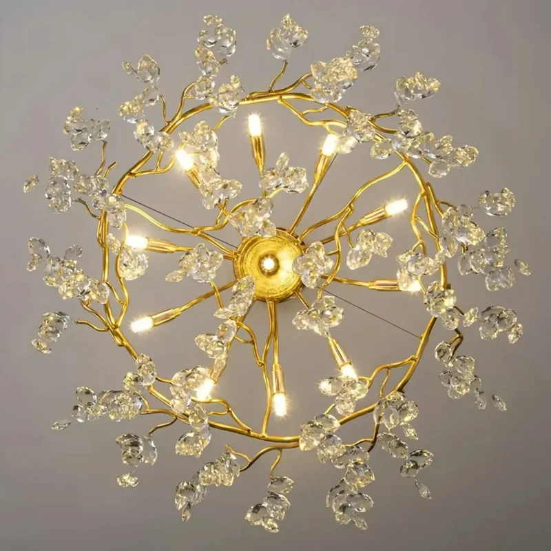 Designer-Kronleuchter aus Kristall in Gold, dimmbar, für das Wohnzimmer
