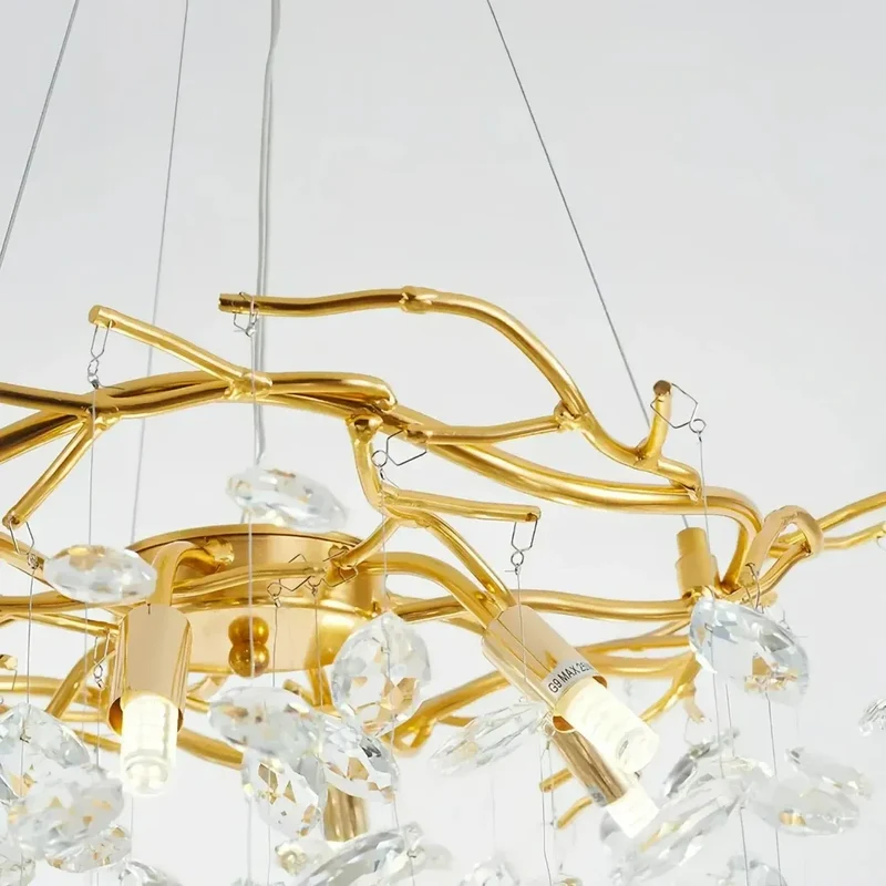 Designer-Kronleuchter aus Kristall in Gold, dimmbar, für das Wohnzimmer