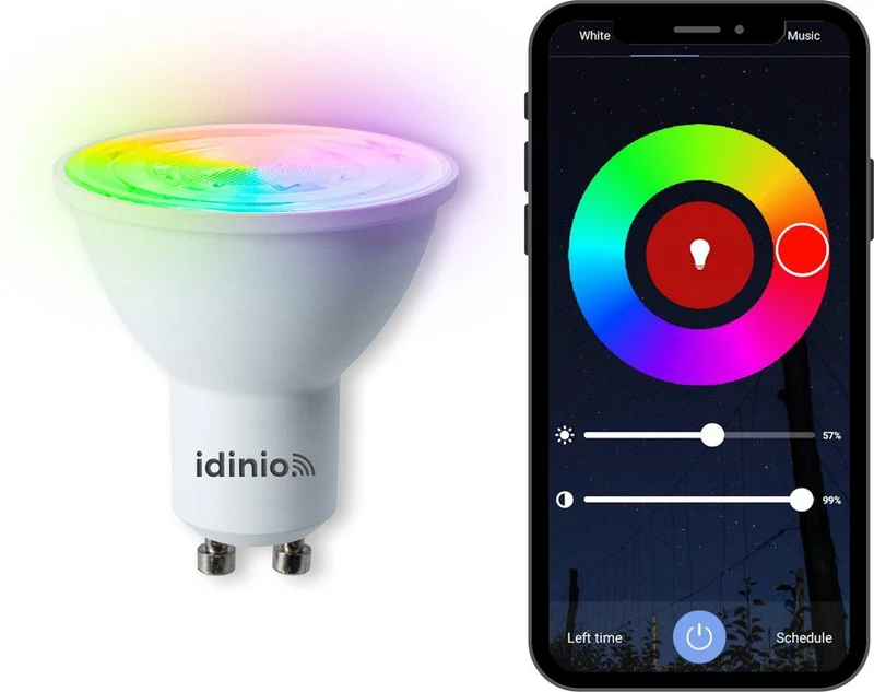 IDINIO Smart LED Spot GU10 – Weiß & Farbe – Dimmbar – Bedienbar mit App