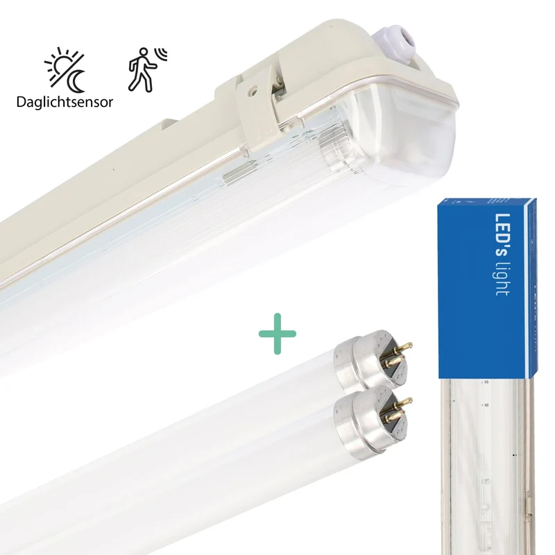 Feuchtraumleuchte mit HF-Bewegungsmelder und LED-Röhren 120 cm 2x 14W neutralweiß IP65 - LED's Light