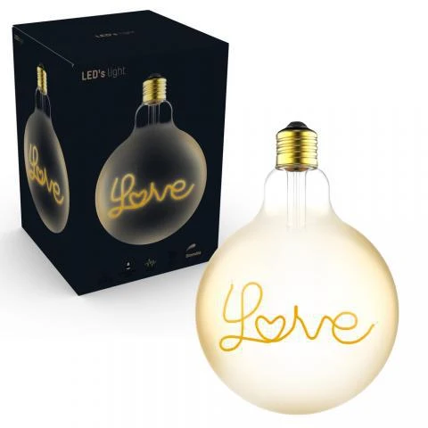 DecoDim Mega LED-Lampe mit Text E27 – Love – Dimmbar extra warmweiß – Globe