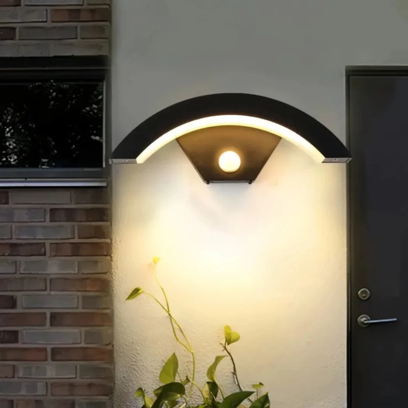 Außenwandleuchte mit Bewegungsmelder, IP65, modern, Schwarz
