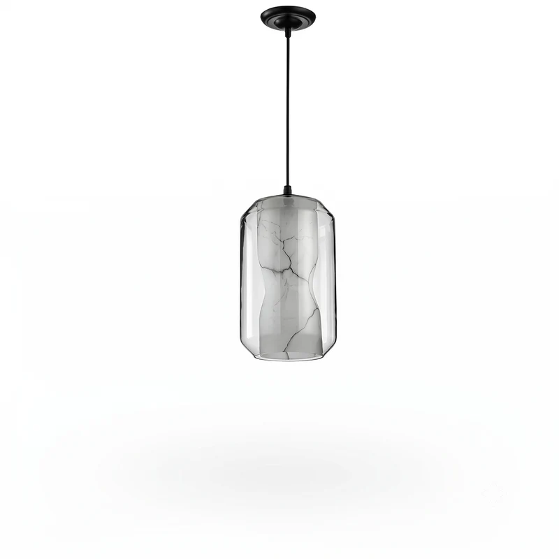 Skandinavische Hängelampe mit handgefertigtem Glasschirm – Nordic Verse Art