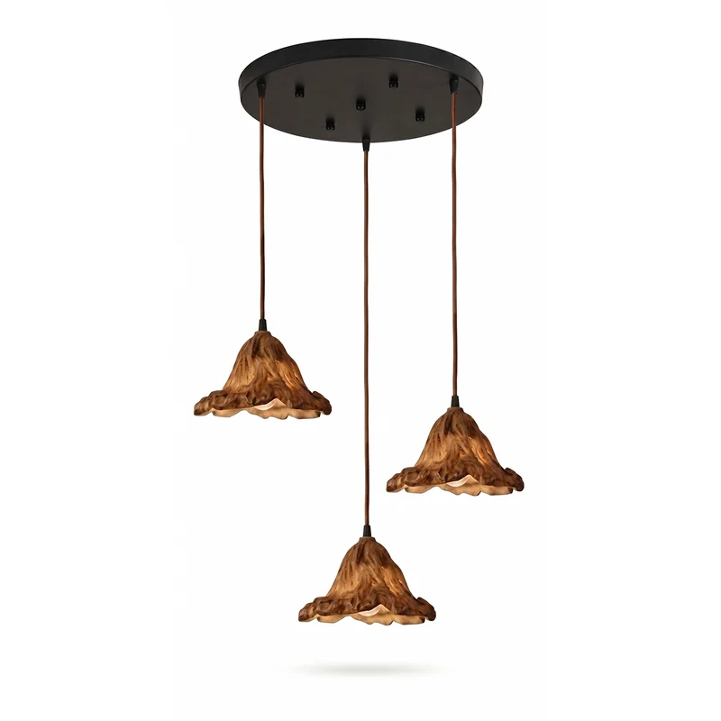 Vintage-Hängelampe aus Harz mit Lotusblatt-Design – Rustiqo
