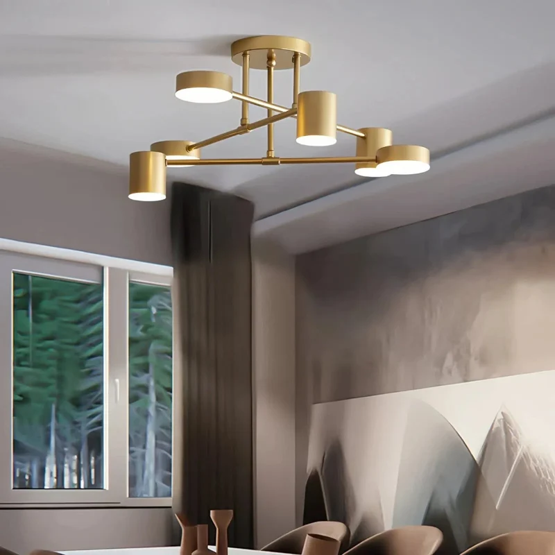 6-flammige moderne Deckenleuchte aus Metall für Esszimmer