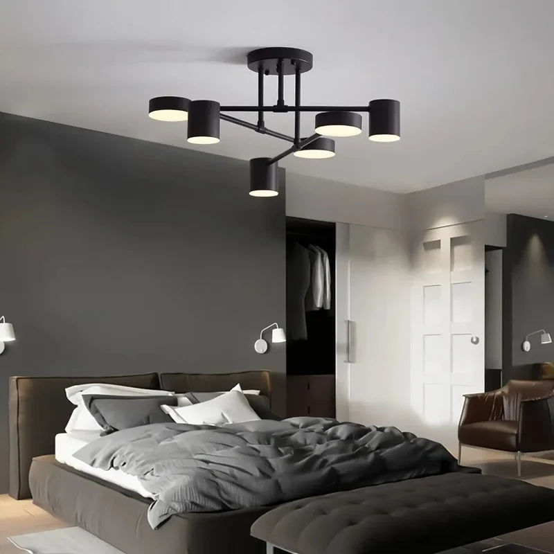6-flammige moderne Deckenleuchte aus Metall für Esszimmer