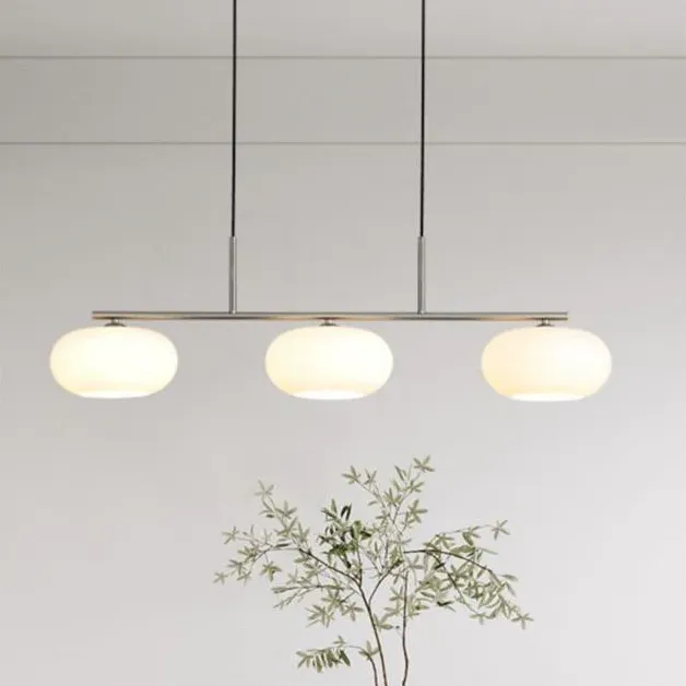3-flammige LED Pendelleuchte aus Glas im japanischen Stil für das Esszimmer