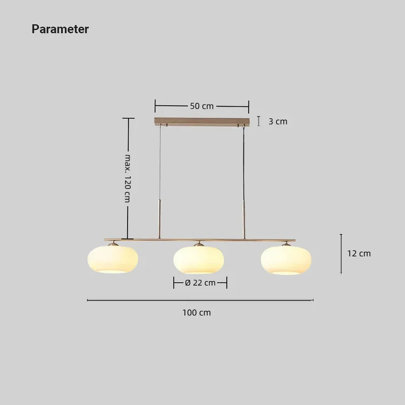 3-flammige LED Pendelleuchte aus Glas im japanischen Stil für das Esszimmer