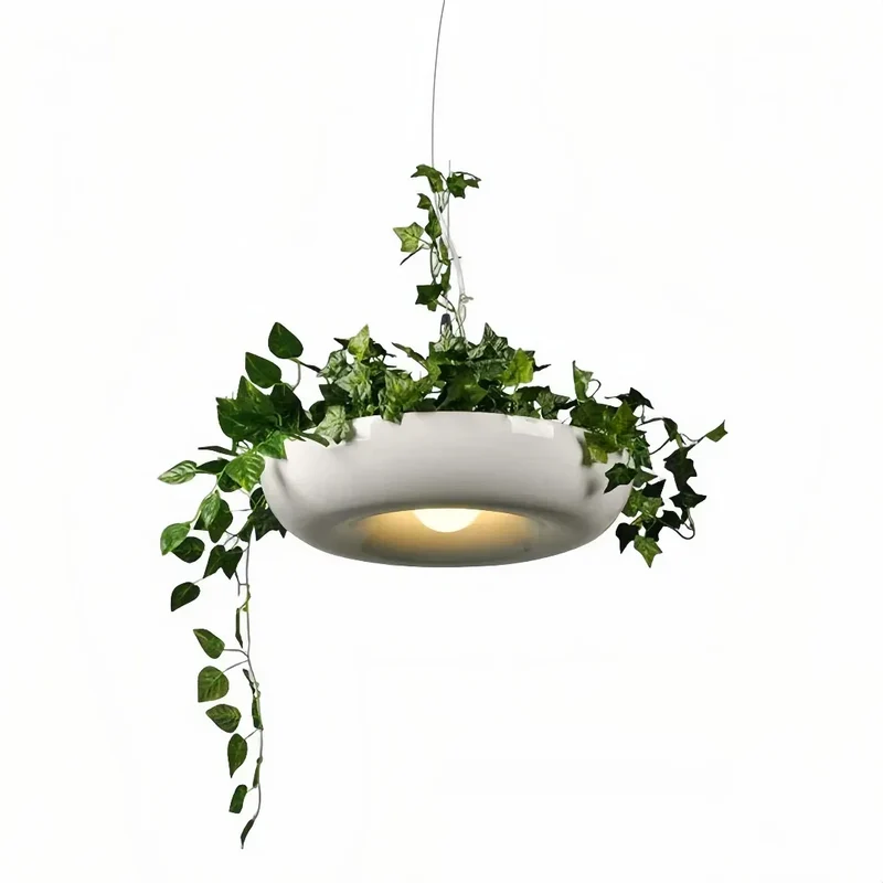 Moderne Pendelleuchte mit Blumentopf inkl. Kunstpflanze für Balkon