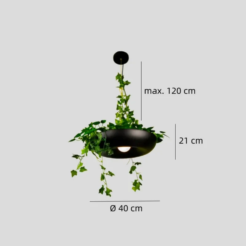 Moderne Pendelleuchte mit Blumentopf inkl. Kunstpflanze für Balkon