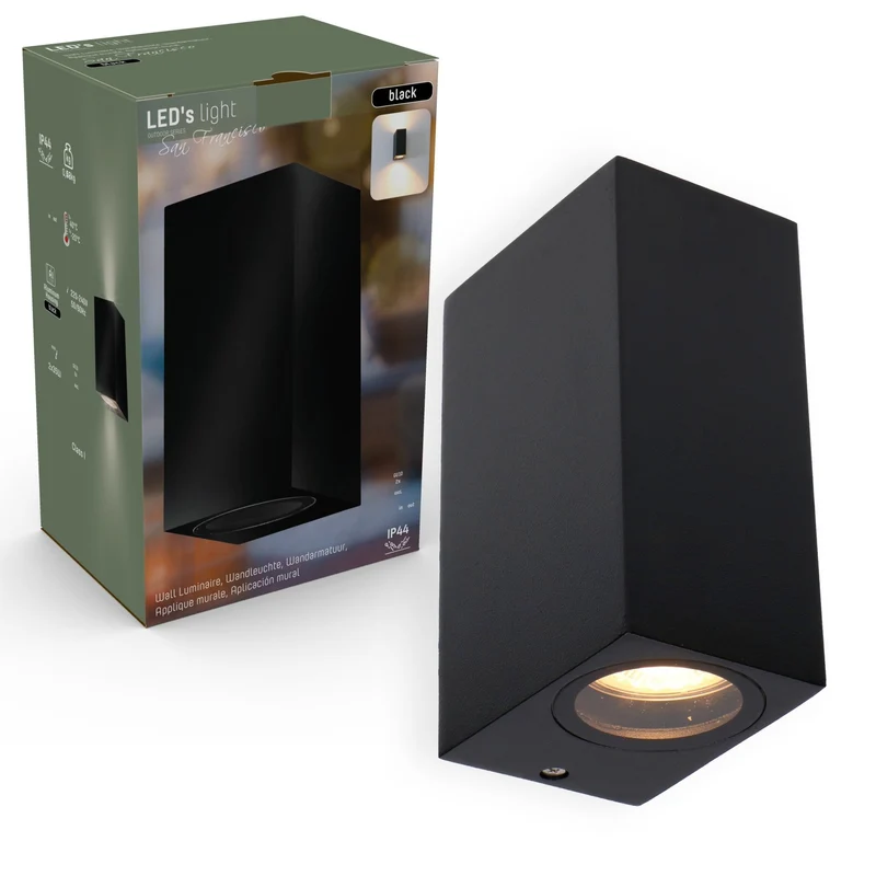 Außen-Wandleuchte schwarz 2x GU10 IP44 für LED und Halogen bis 35W - LED's Light