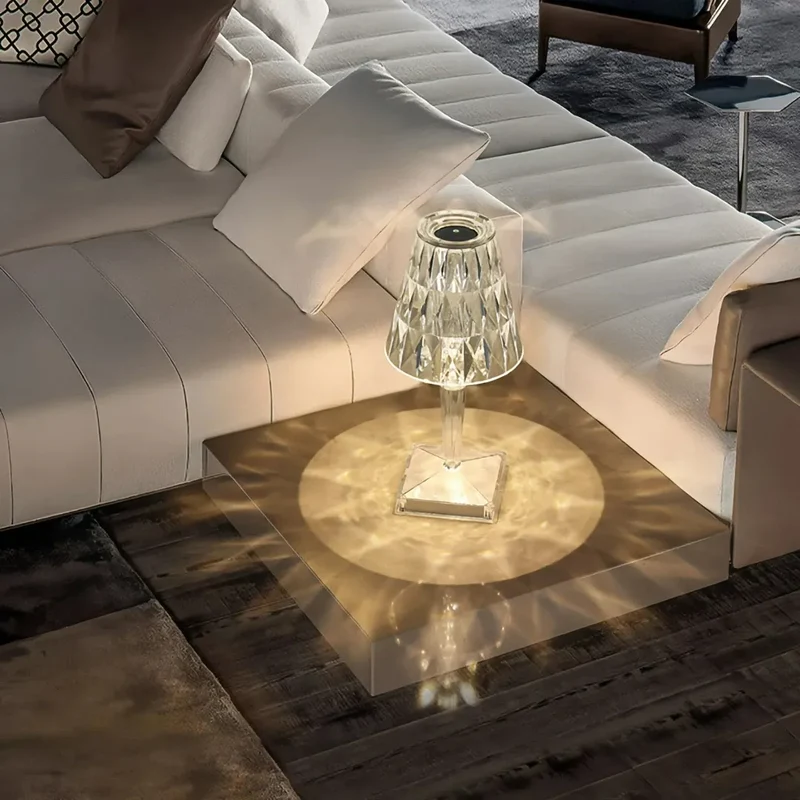 Kabellose LED-Tischlampe aus Acrylglas mit Touchschalter