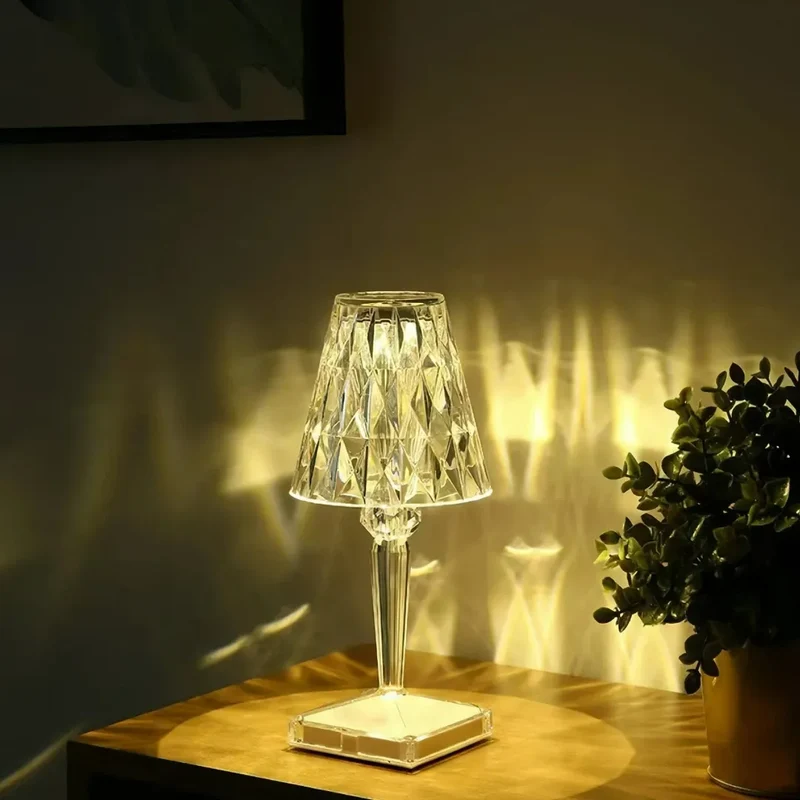 Kabellose LED-Tischlampe aus Acrylglas mit Touchschalter