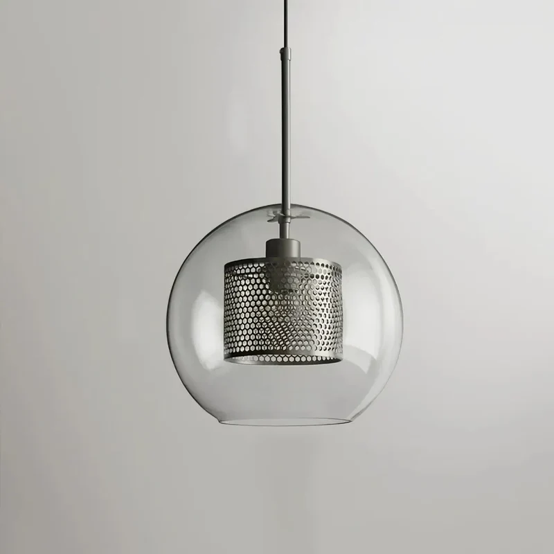 Einflammige Pendelleuchte aus Glas und Metall für das Esszimmer