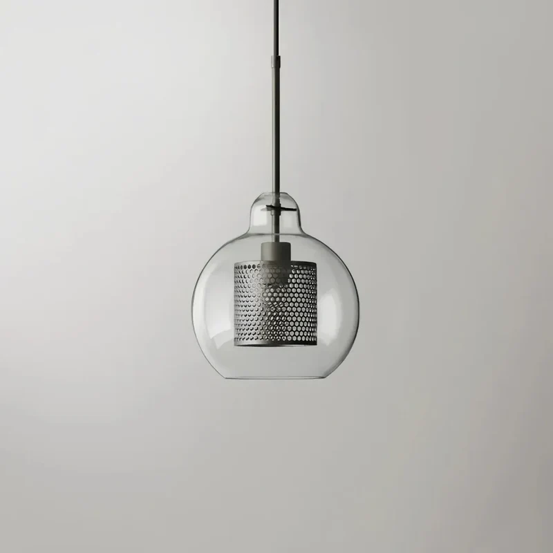Einflammige Pendelleuchte aus Glas und Metall für das Esszimmer