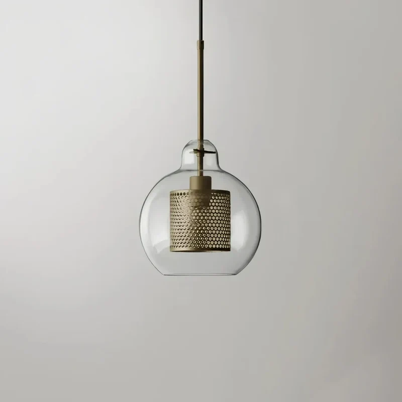 Einflammige Pendelleuchte aus Glas und Metall für das Esszimmer