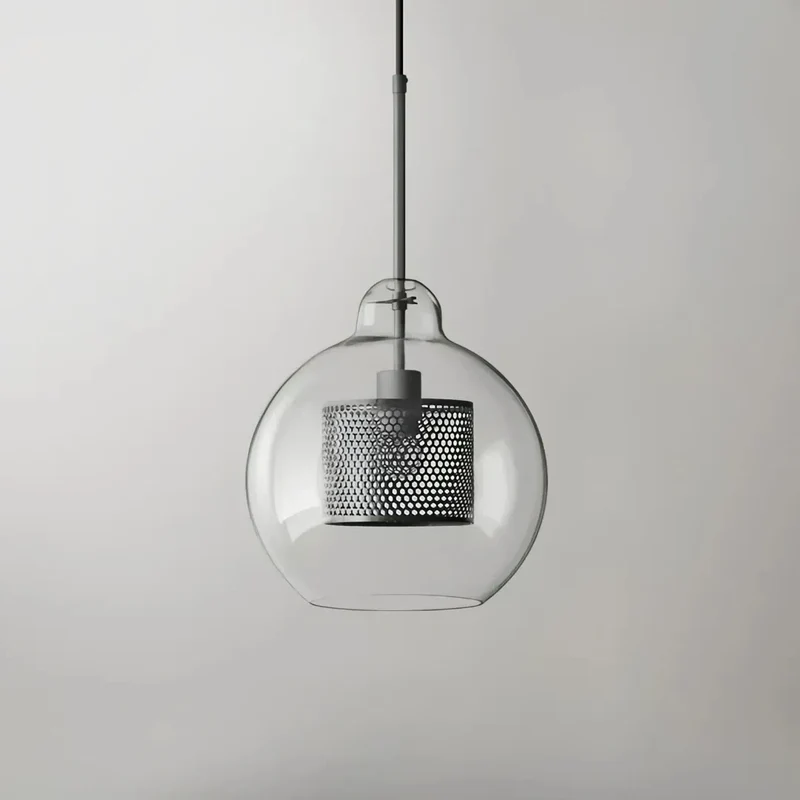Einflammige Pendelleuchte aus Glas und Metall für das Esszimmer
