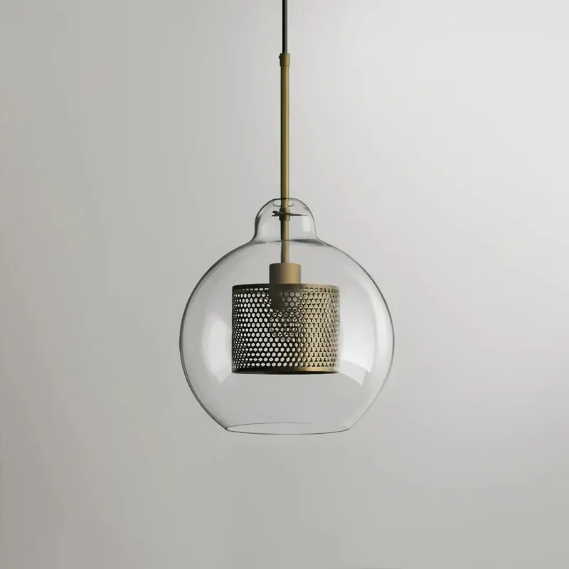 Einflammige Pendelleuchte aus Glas und Metall für das Esszimmer