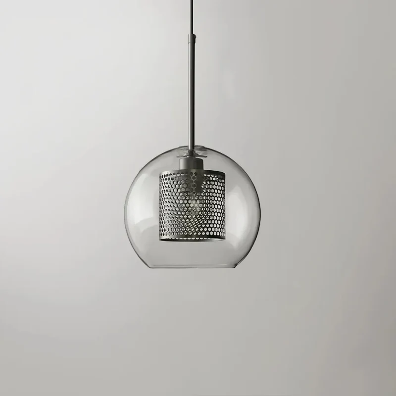 Einflammige Pendelleuchte aus Glas und Metall für das Esszimmer