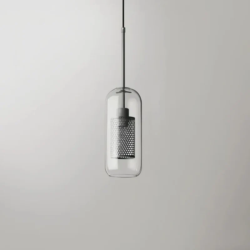 Einflammige Pendelleuchte aus Glas und Metall für das Esszimmer
