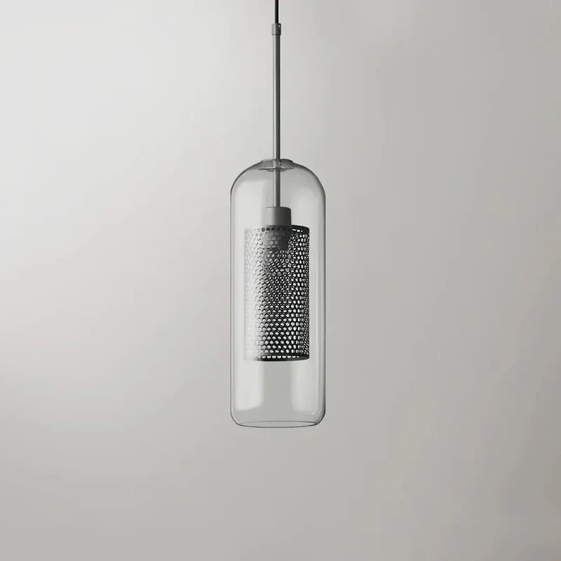 Einflammige Pendelleuchte aus Glas und Metall für das Esszimmer