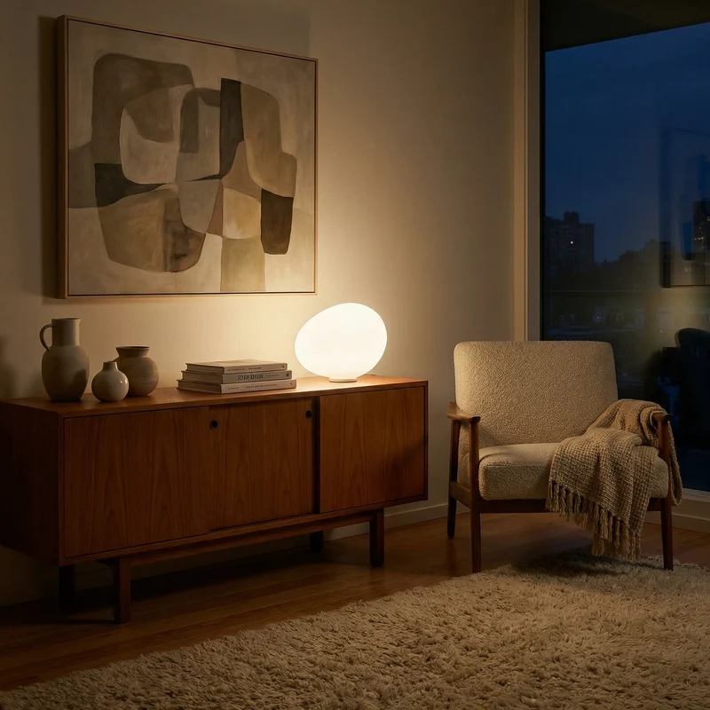 Sanfte Lampe mit Keramiksockel und Opalglas – vielseitige Eleganz – Pietra