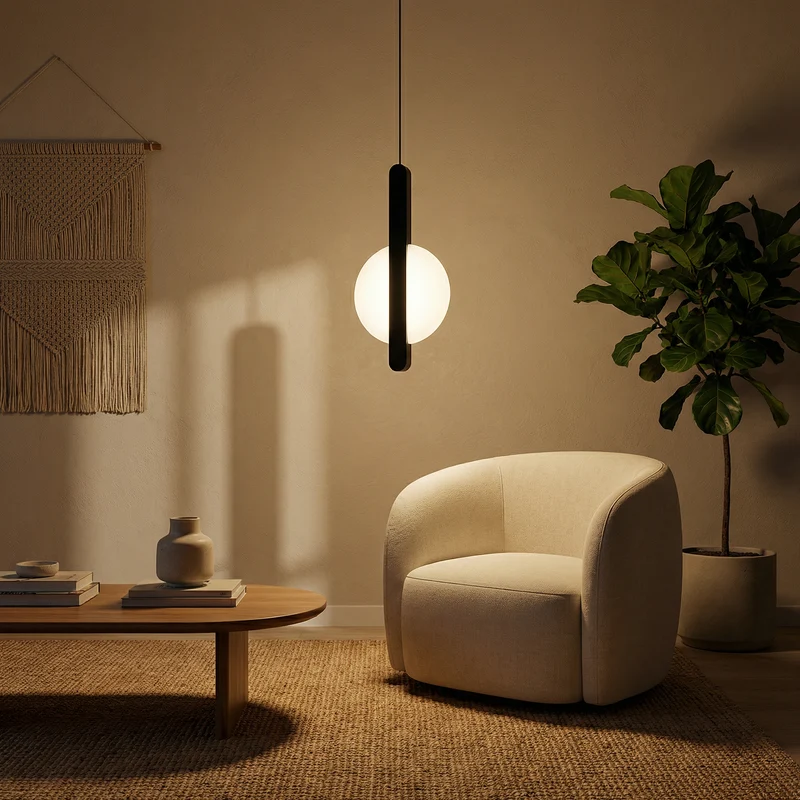 Moderne schwarze Hängelampe mit elegantem Ambiente – Éclat Noir