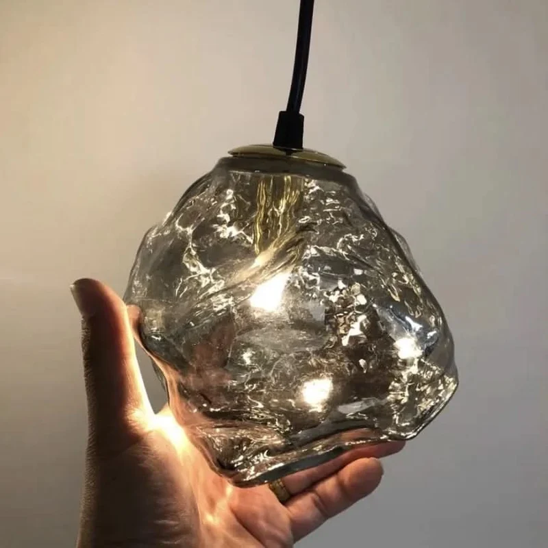Skandinavische Glas-Hängelampe mit Lava-Effekt – Volcano