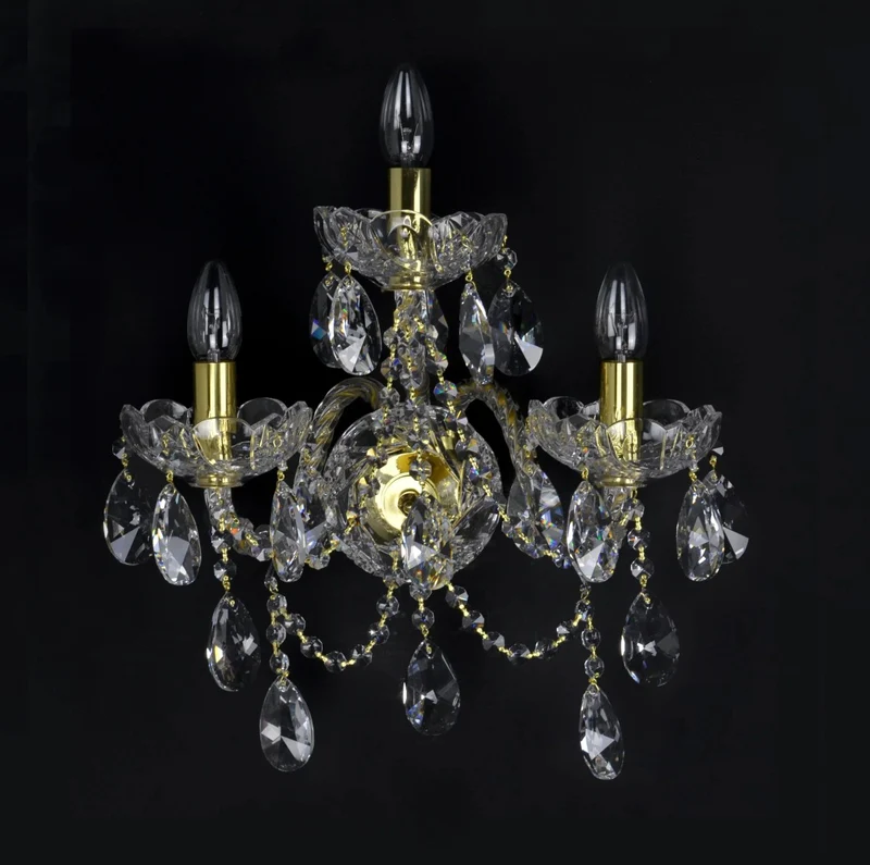 Casa Padrino Luxus Barock Kristall Wandleuchte Gold 38 x 22 x H. 38 cm - Prunkvolle Messing Wandleuchte mit böhmischem Kristallglas - Barock Möbel - Edel & Prunkvoll