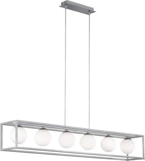 Deko-Hängelampe Esszimmer mit 6 Lichtpunkten – Höhenverstellbar – LED-Lampen inklusive – Silber