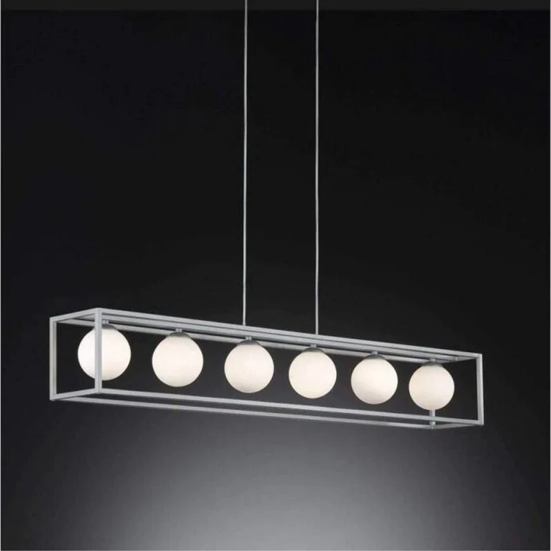 Deko-Hängelampe Esszimmer mit 6 Lichtpunkten – Höhenverstellbar – LED-Lampen inklusive – Silber