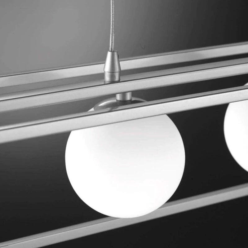Deko-Hängelampe Esszimmer mit 6 Lichtpunkten – Höhenverstellbar – LED-Lampen inklusive – Silber