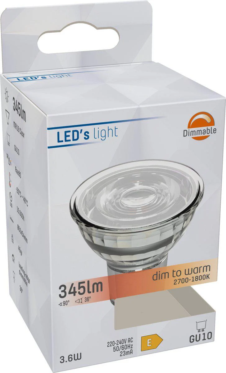 LED Spot GU10 dimmbar 6.7W Dim2warm Klar PAR16 - LED's Light