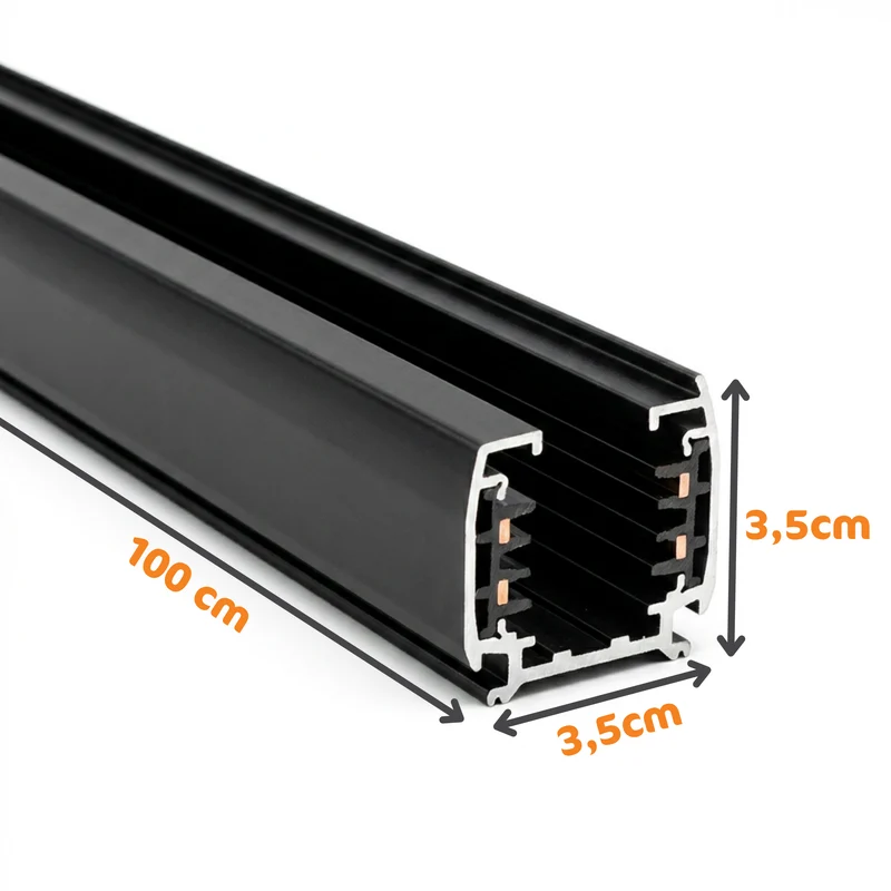 3-Phasen-Stromschienen – Schwarz – 100 cm