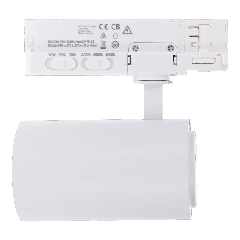 3-Phasen-Schienenspot | Rosalin | 10W-20W-30W | Weiß | Dimmbar | CCT-Schalter