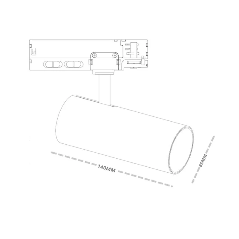 3-Phasen-Schienenspot | Rosalin | 10W-20W-30W | Schwarz | Dimmbar | CCT-Schalter