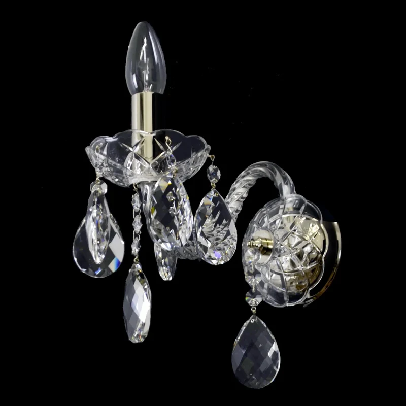 Casa Padrino Luxus Barock Kristall Wandleuchte Silber 22 x 14 x H. 22 cm - Prunkvolle Messing Wandleuchte mit böhmischem Kristallglas - Barock Möbel - Edel & Prunkvoll