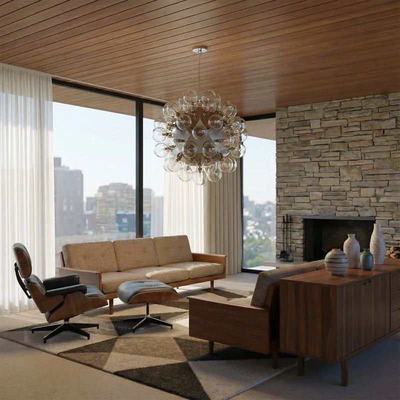 Moderne verstellbare Glasblasen-Pendelleuchte – Bulle