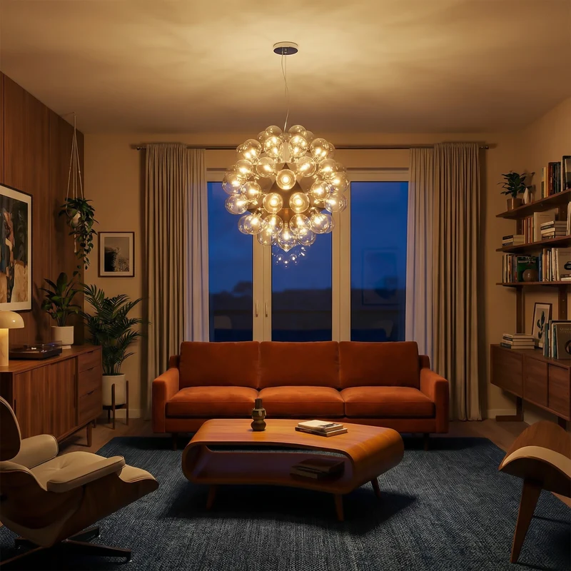 Moderne verstellbare Glasblasen-Pendelleuchte – Bulle