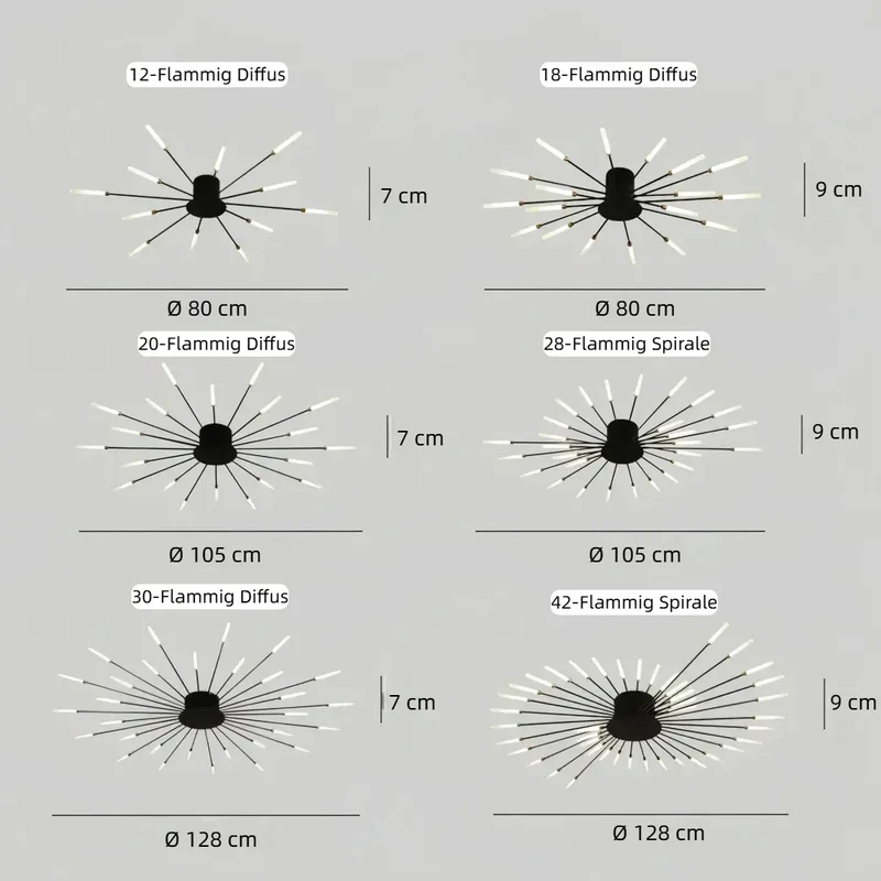 Dimmbare Sputnik-Deckenleuchte aus Metall für Wohnzimmer